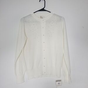 Vintage It's Pure Gould Ms America Sweater Cardigan Large Pearls Quiet Luxury